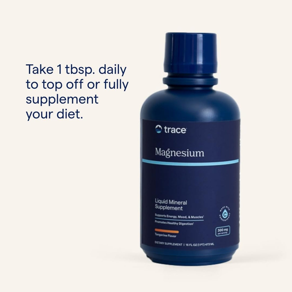 Trace Minerals Magnesium Liquid 300mg – Energy, Heart & Bone Health Support | 16 fl oz