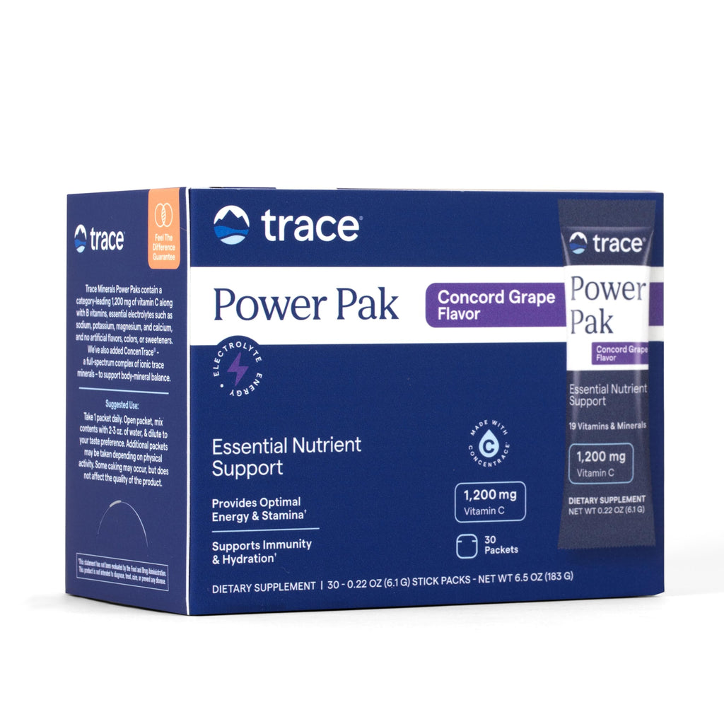 Trace Minerals Power Pak - Concord Grape (1200 mg Vitamin C + 70+ Minerals) 30 Packets