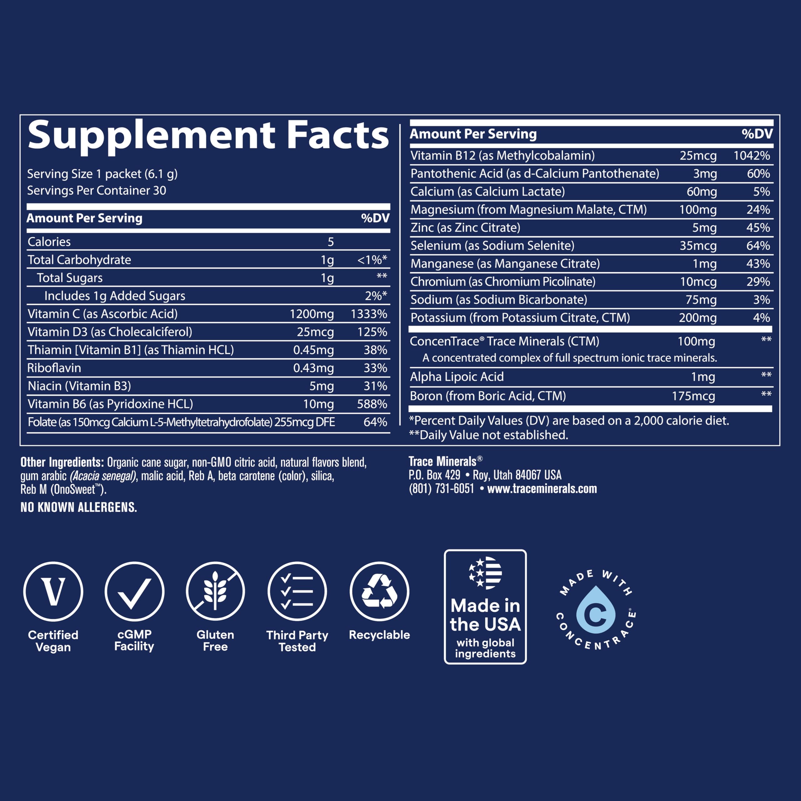 Trace Minerals Power Pak Multivitamin & Multimineral Packets – Tangerine, 30 Packets