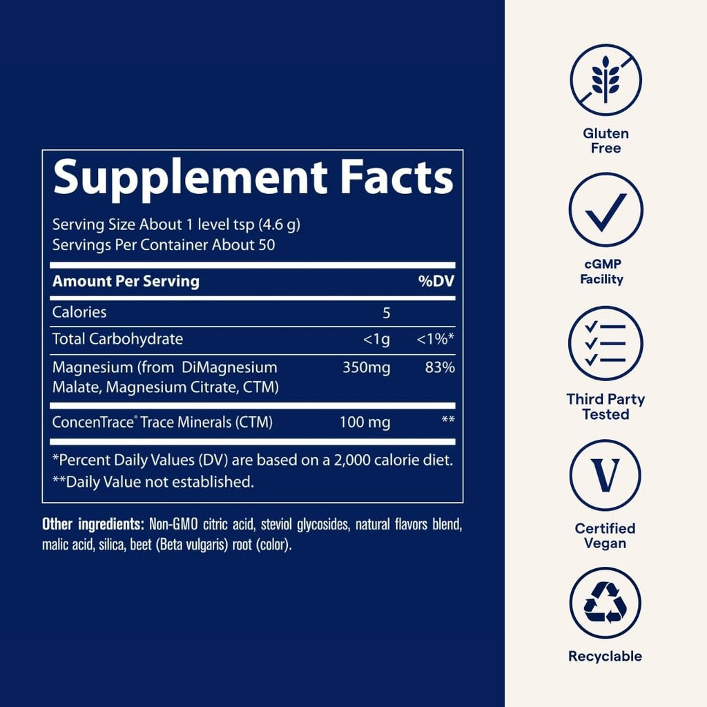 Trace Minerals Stress-X Magnesium Powder Raspberry Lemon (8.5 oz) – Stress Relief & Sleep Support
