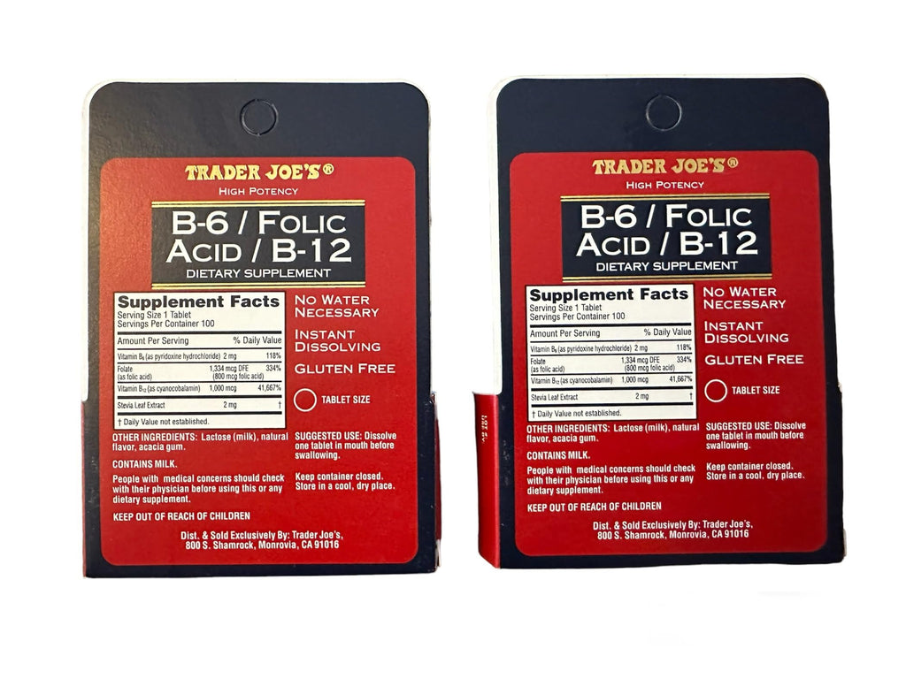 Trader Joe's B-6, Folic Acid & B-12 Supplement – 200 Tablets (2-Pack)