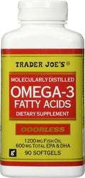 Trader Joe's Molecularly Distilled Omega-3 Fatty Acids Dietary Supplement – 1200mg Fish Oil, EPA & DHA