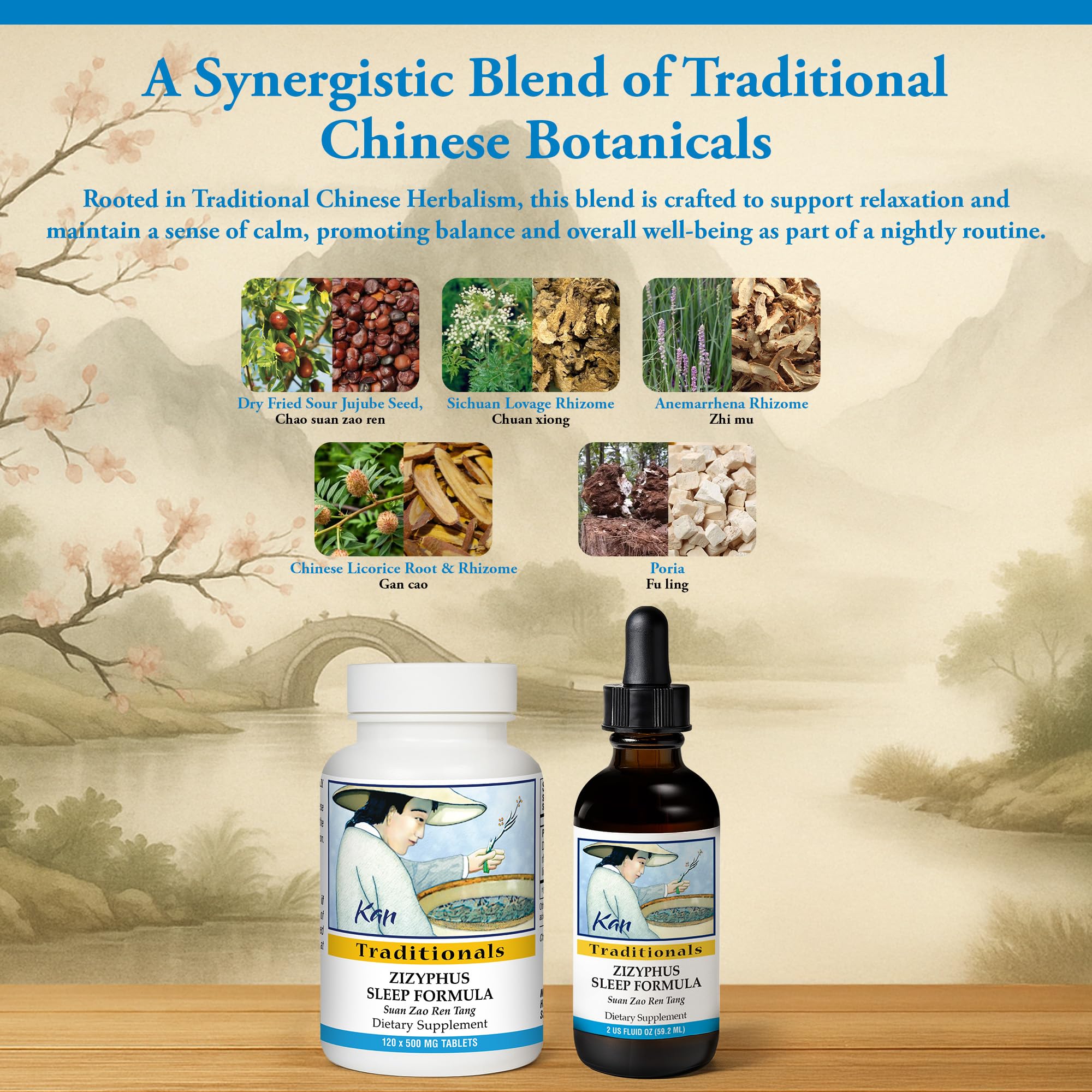 Kan Herbs Zizyphus Sleep Formula – Nighttime Balance & Relaxation | 120 Tablets
