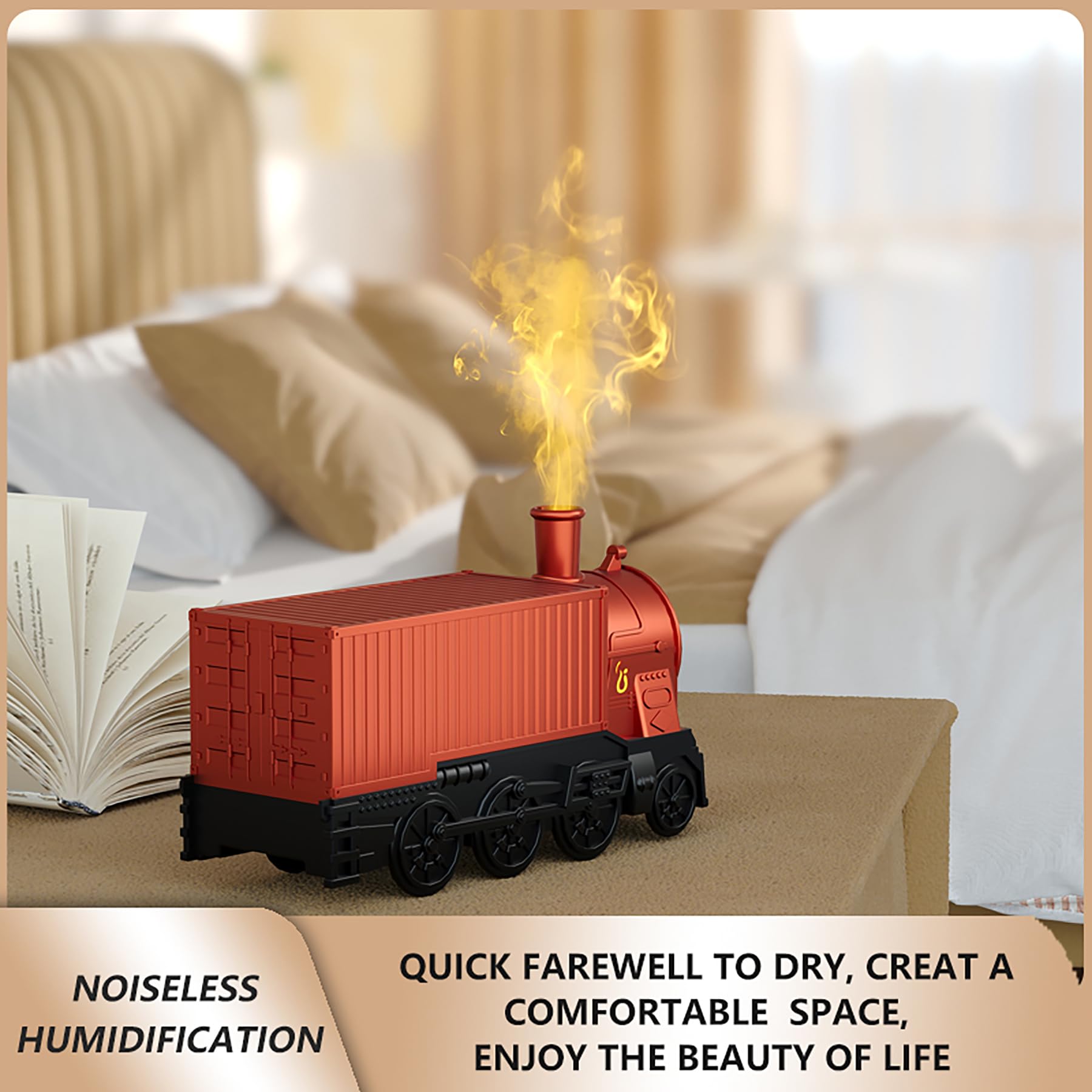 Train Essential Oil Diffuser 300ml – Remote, Auto Shut-Off, 7 Color Lights