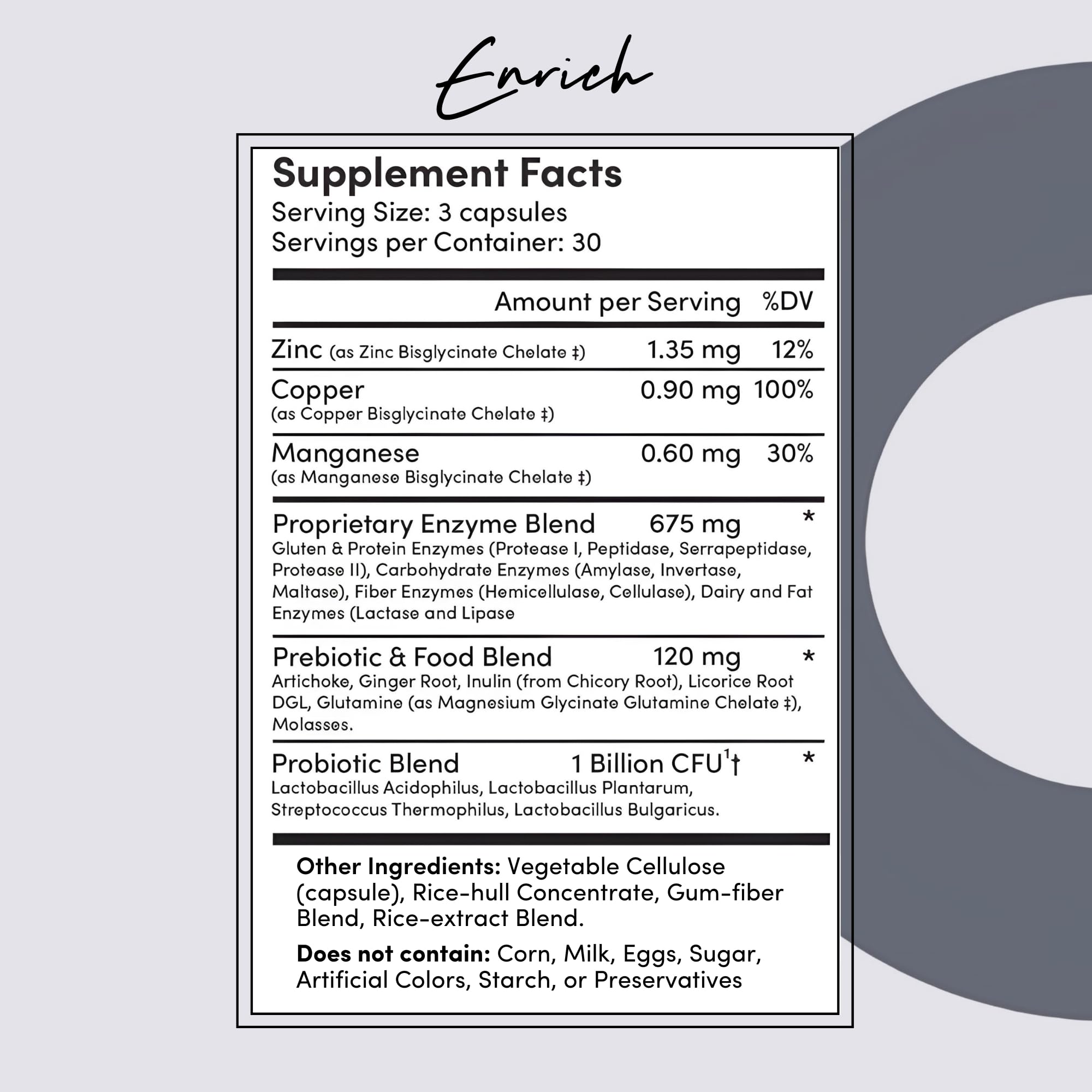 Tranont Enrich Digestive Enzymes & Probiotic Blend | 90 Capsules | Optimal Gut Health, Digestion Support & Nutrient Absorption-Sugar Free, Prebiotics & Probiotics for Men & Women, Unbloat Supplement