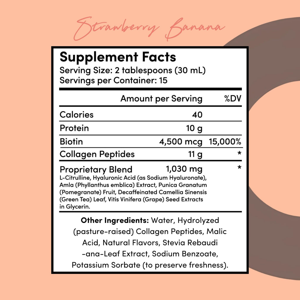 Tranont Glow Strawberry Banana Liquid Collagen with Type 1 Collagen, Hyaluronic Acid & Peptides – 2 Pack (30 Fl Oz)