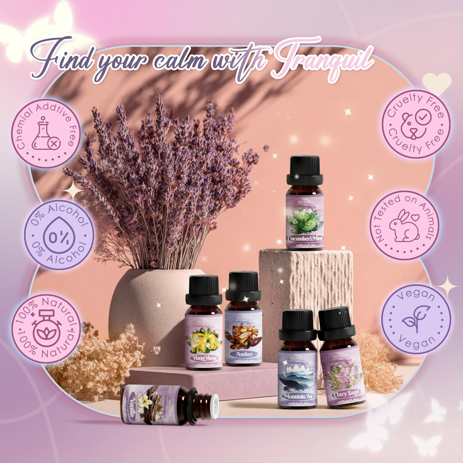 Tranquil Diffuser Oils – SNOWSEN Essential Oil Set for Diffusers, Soap & Candle Making