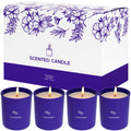 TranquilBliss Lavender Candles – 8 oz Soy Wax, Purple Jar, 4 Pack