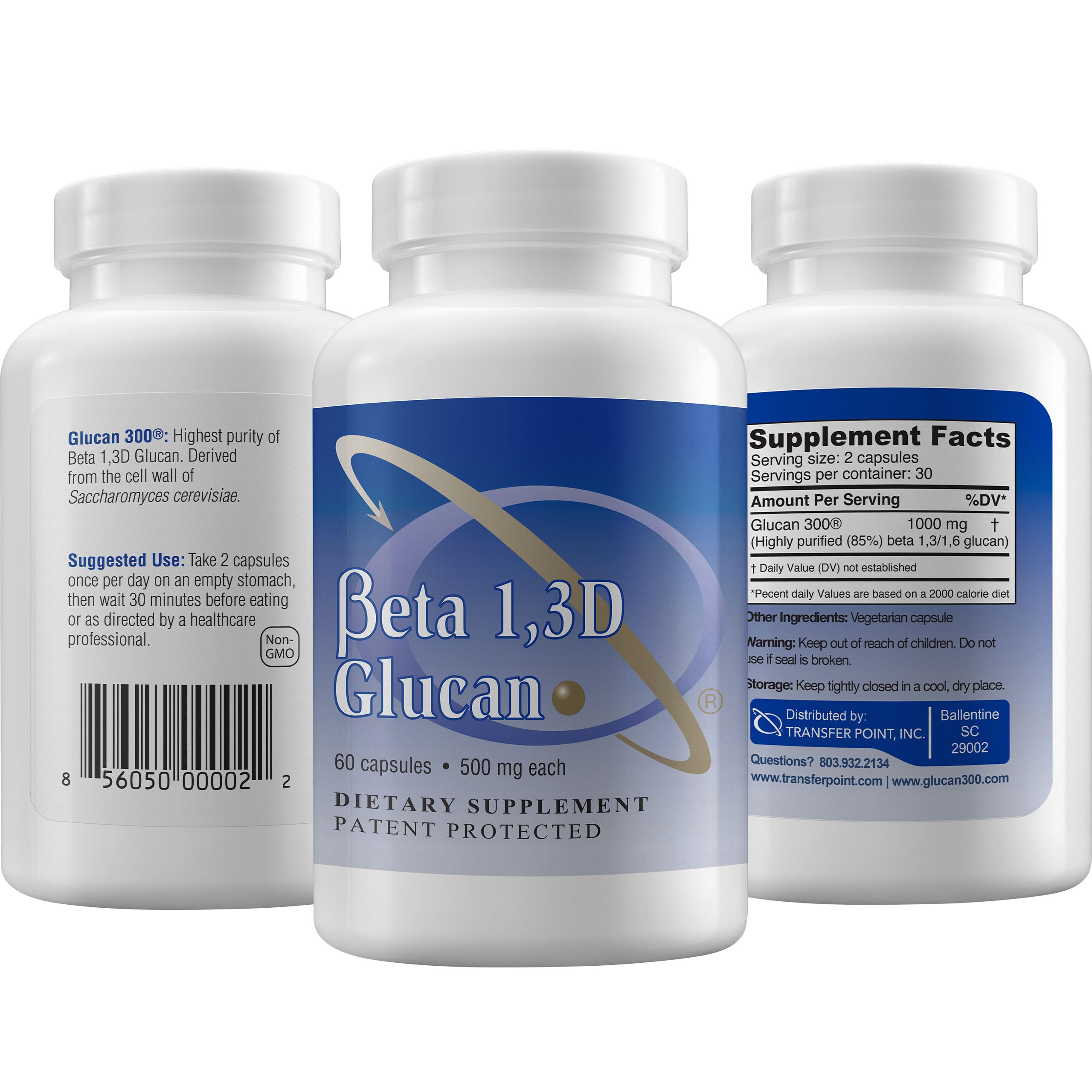 Transfer Point Immune Support Supplement — Highly Purified Beta Glucan 500 mg Capsule (Non-GMO, Vegan)