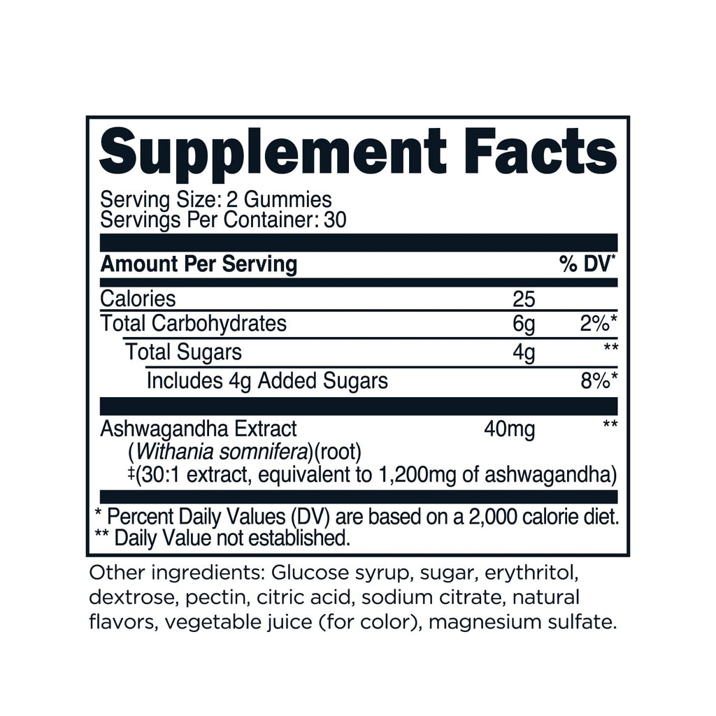 TransformHQ Ashwagandha Gummies 1,200mg – 60 Gummies (30 Servings) | Mixed Berry, Gluten Free, Non-GMO