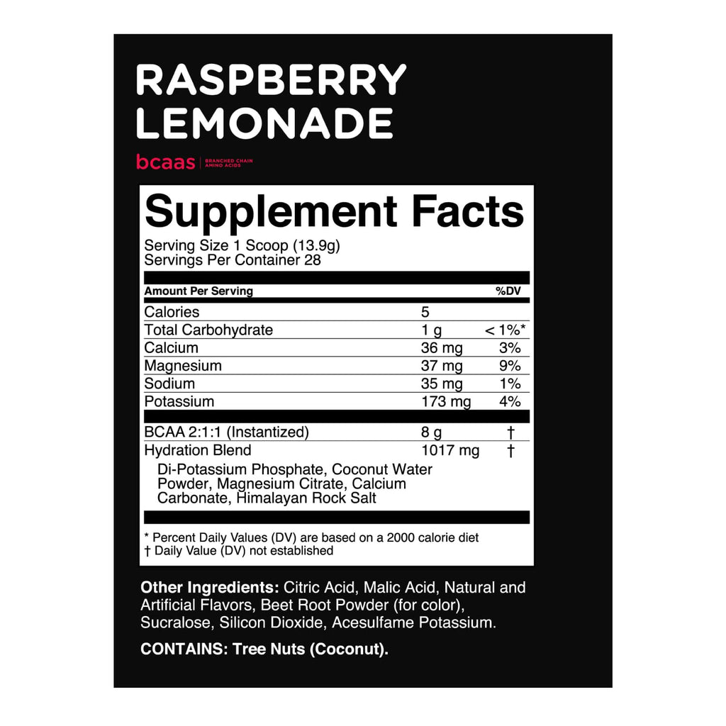TransformHQ BCAA 2:1:1 Powder - Raspberry Lemonade, 28 Servings | Gluten Free, Non-GMO