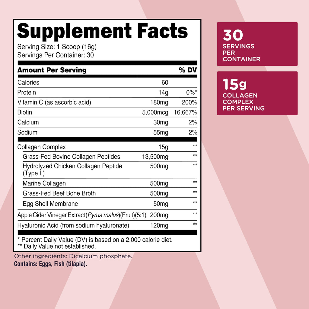 TransformHQ Beauty Collagen (30 Servings) Unflavored - Hair, Skin & Nails Formula