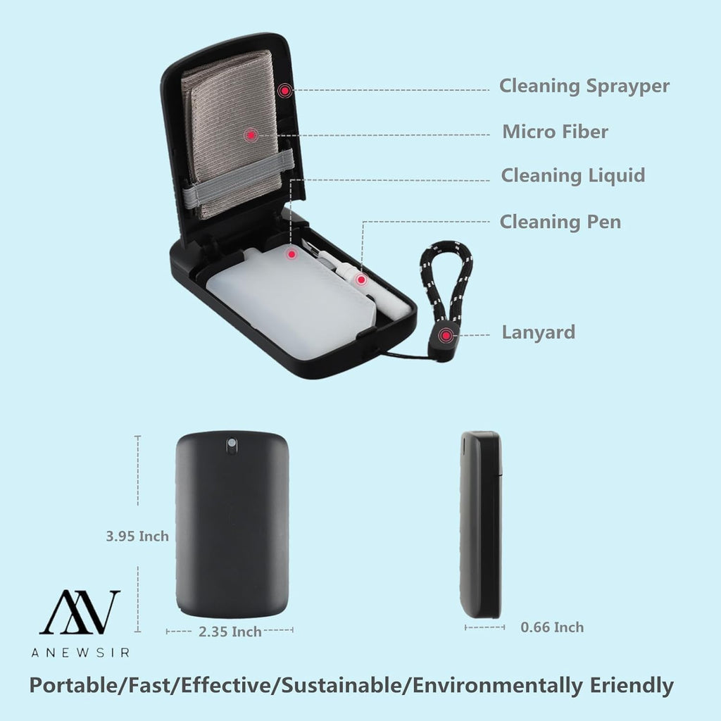 Glasses & Screen Cleaner Spray – Portable Lens Cleaner Kit (Alcohol Free)