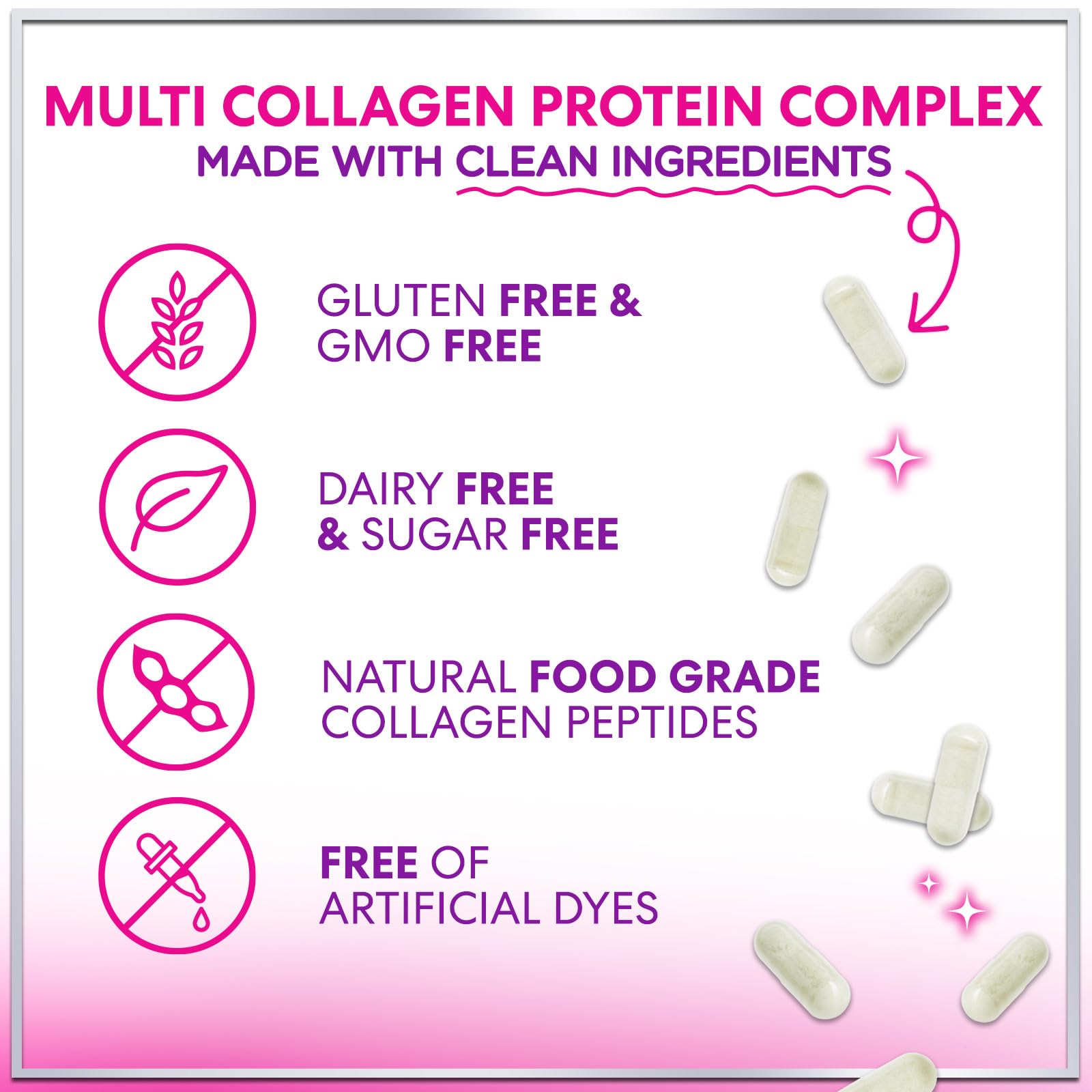 Multi Collagen 2400 mg - Types I, II, III, V & X | Hydrolyzed Collagen Capsules for Hair, Skin, Nails & Joints - 120 Capsules