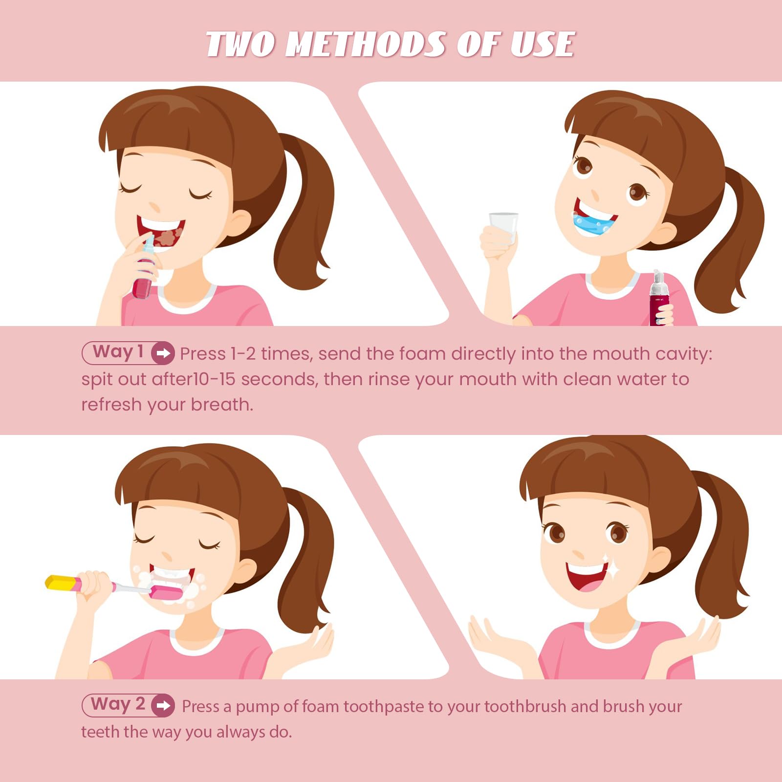 Kids Foam Toothpaste Fluoride Free - Watermelon & Strawberry Mint for U-Shaped Toothbrush