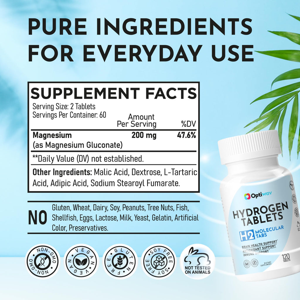 Hydrogen Tablets for Drinking Water - H2 Molecular Tabs with Magnesium