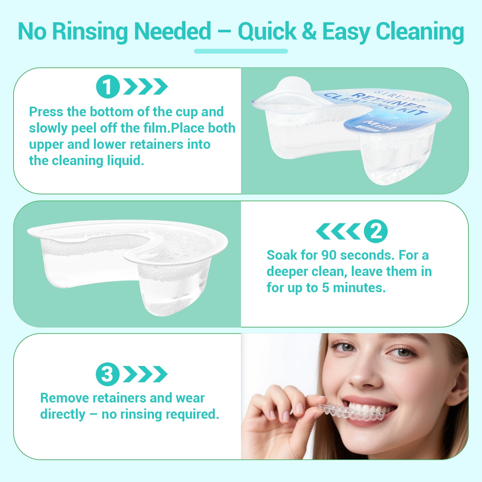 Travel Retainer Cleaner Mint – 10 Pcs | Clear Aligner & Mouth Guard Cleaner