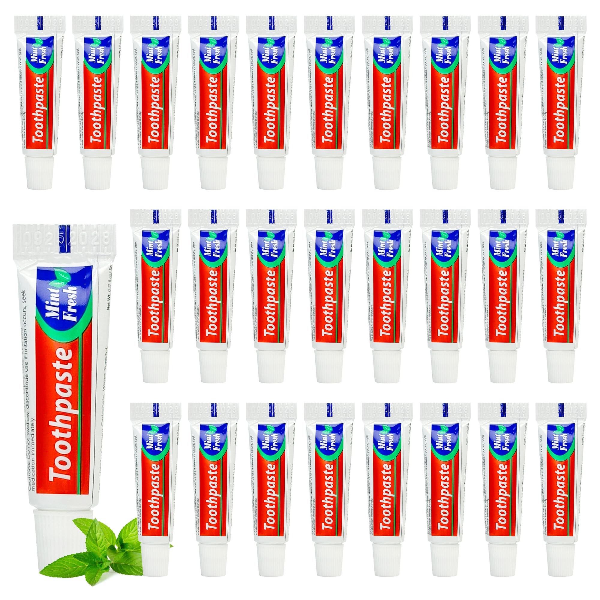 Travel-Size Toothpaste Bulk: 100 Mint 5g Tubes for Hotels & Guests