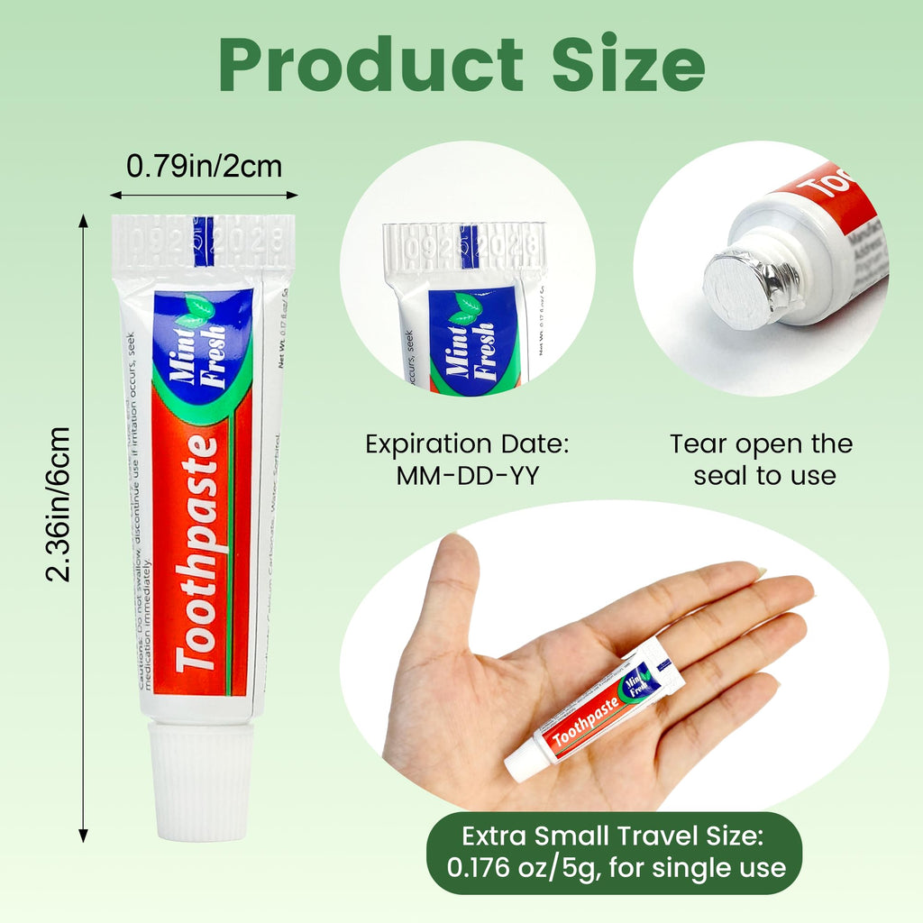 Travel-Size Toothpaste Bulk: 100 Mint 5g Tubes for Hotels & Guests
