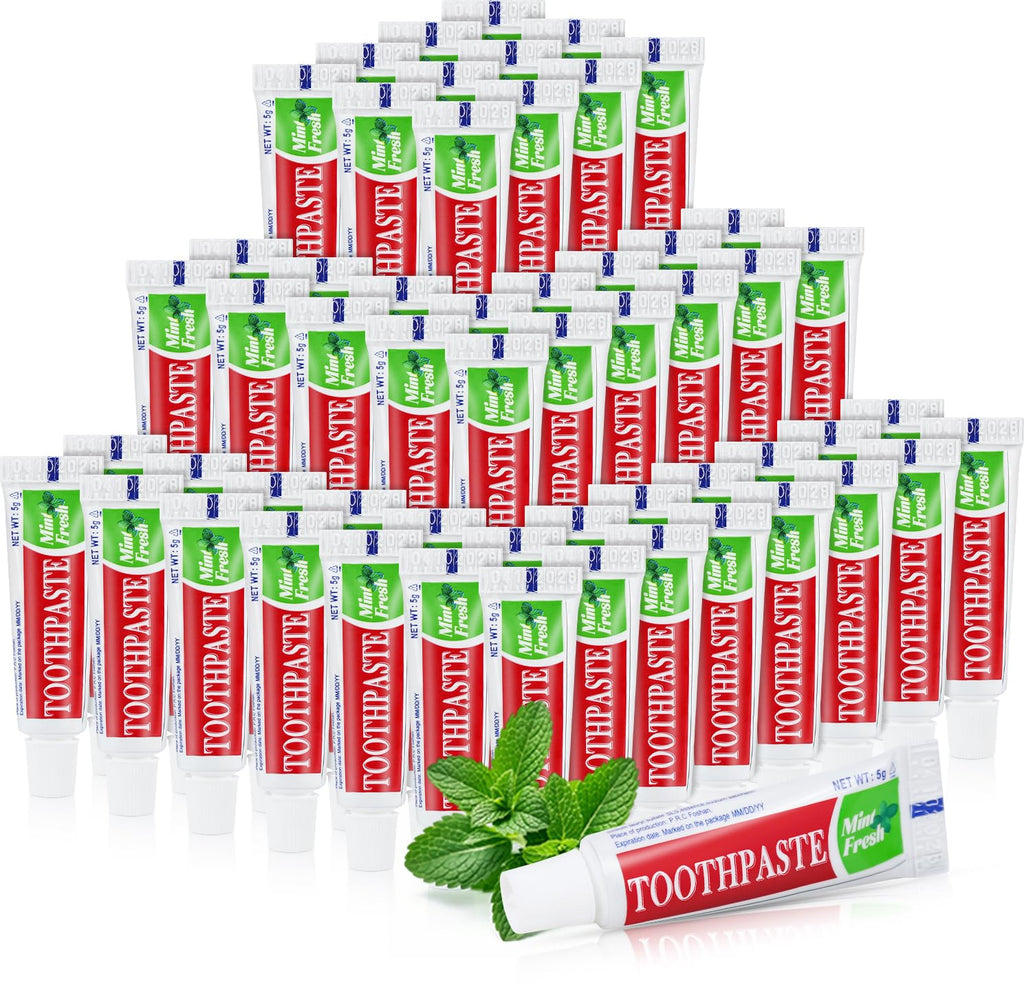 Travel Size Toothpaste Bulk — 60 Tubes, Mint, Disposable 0.176 oz