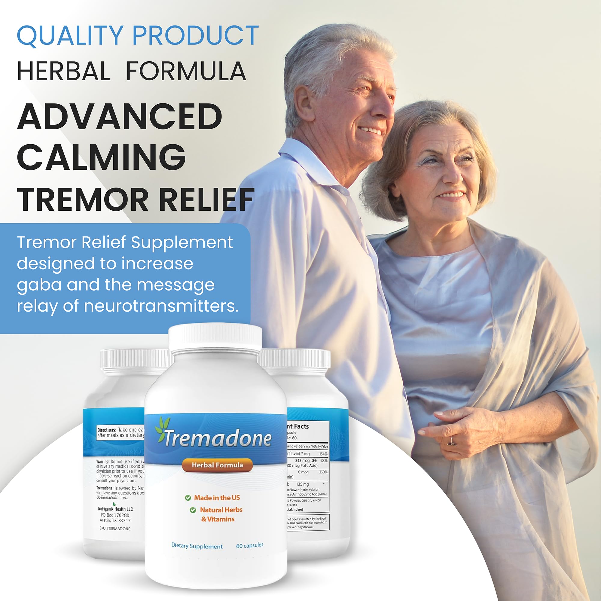 Tremadone - Essential Tremor Relief Supplement by Nutriganix | All-Natural, Gluten Free & Dairy Free
