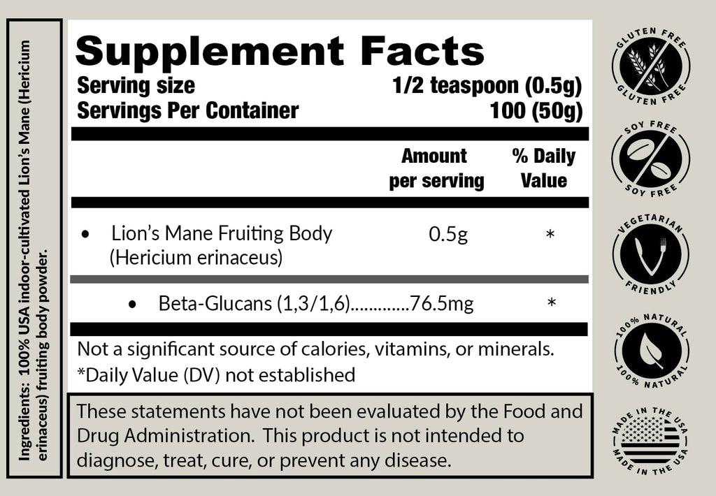 Tremetes Lion’s Mane Mushroom Powder – Lab Verified 15.3% Beta-Glucans | Focus