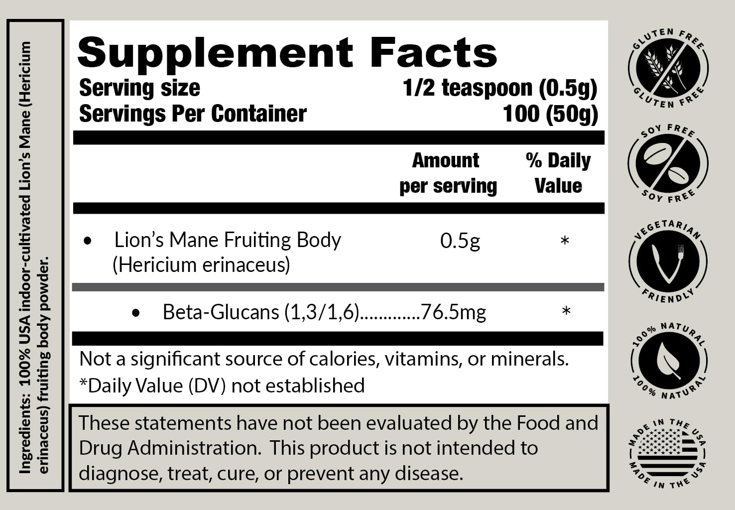 Tremetes Lion’s Mane Mushroom Powder – Lab Verified 15.3% Beta-Glucans | Focus