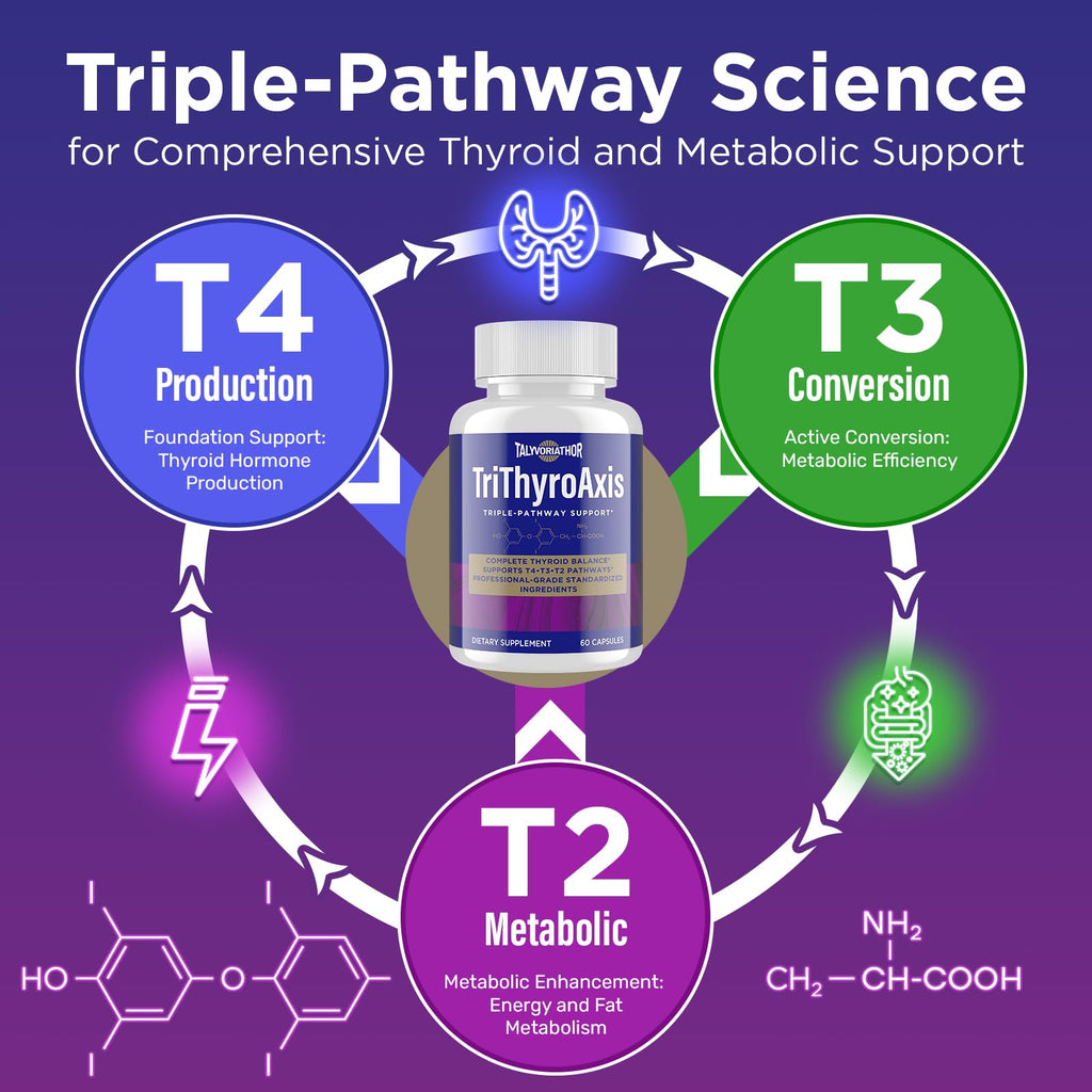 Thyroid Support Supplement for Women & Men – T4, T3, T2 Pathways | Metabolism & Energy