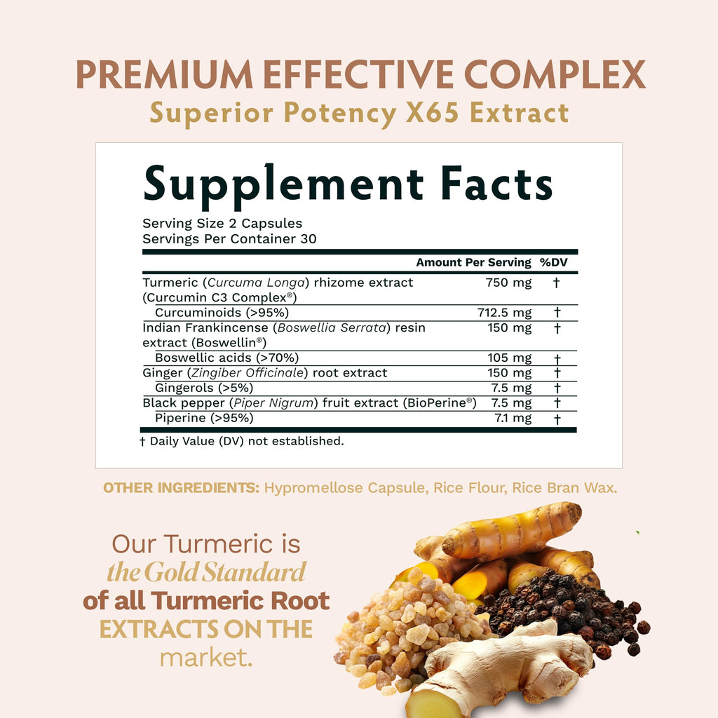 TRIBE ORGANICS Turmeric Curcumin C3 Complex with BioPerine 1050mg | Natural Joint Support | 95% Curcuminoids & Black Pepper for High Absorption | 60 Vegan Capsules