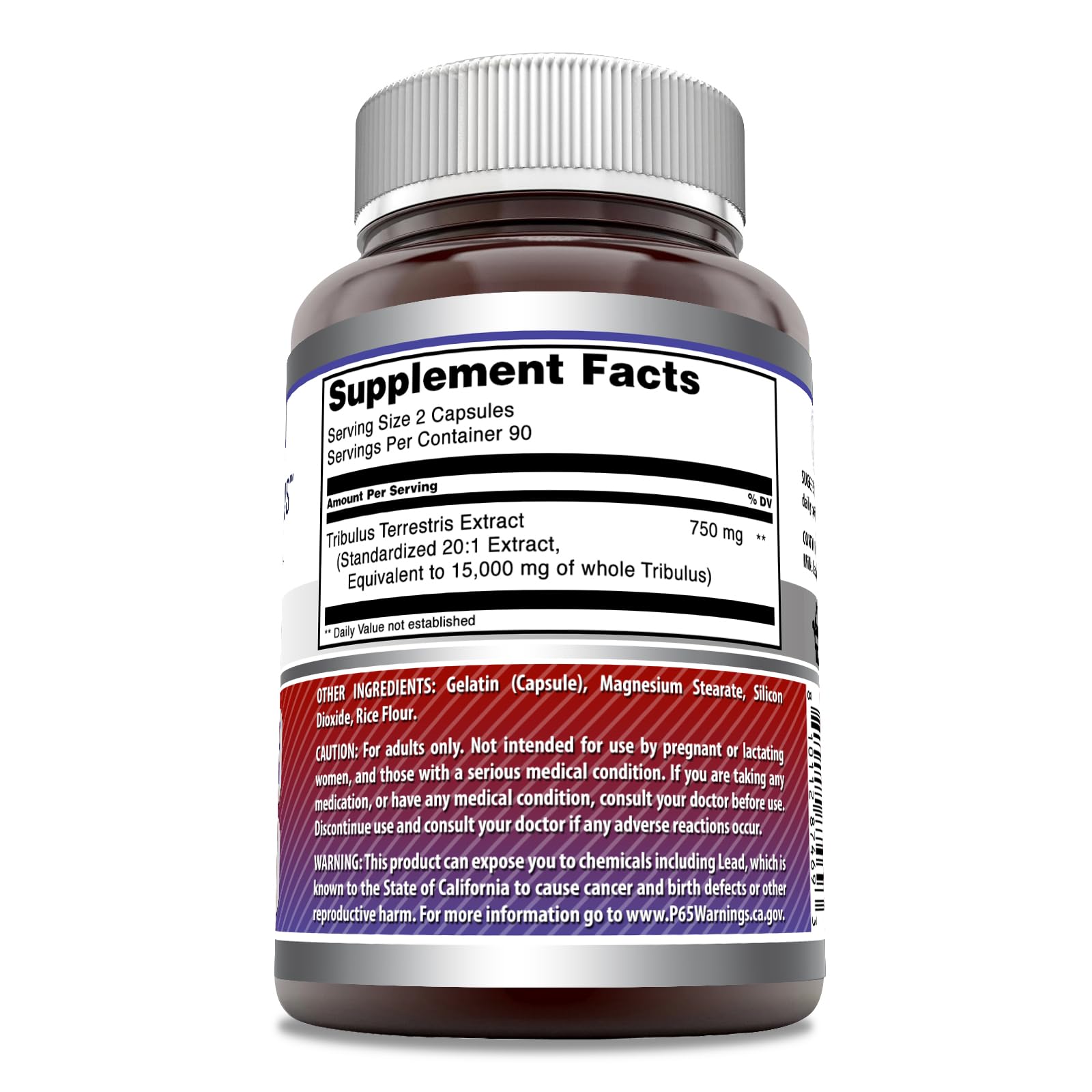 Amazing Formulas Tribulus 750 mg Extract 20:1 Supplement – 15000 mg Equivalent, 180 Capsules, Made in USA