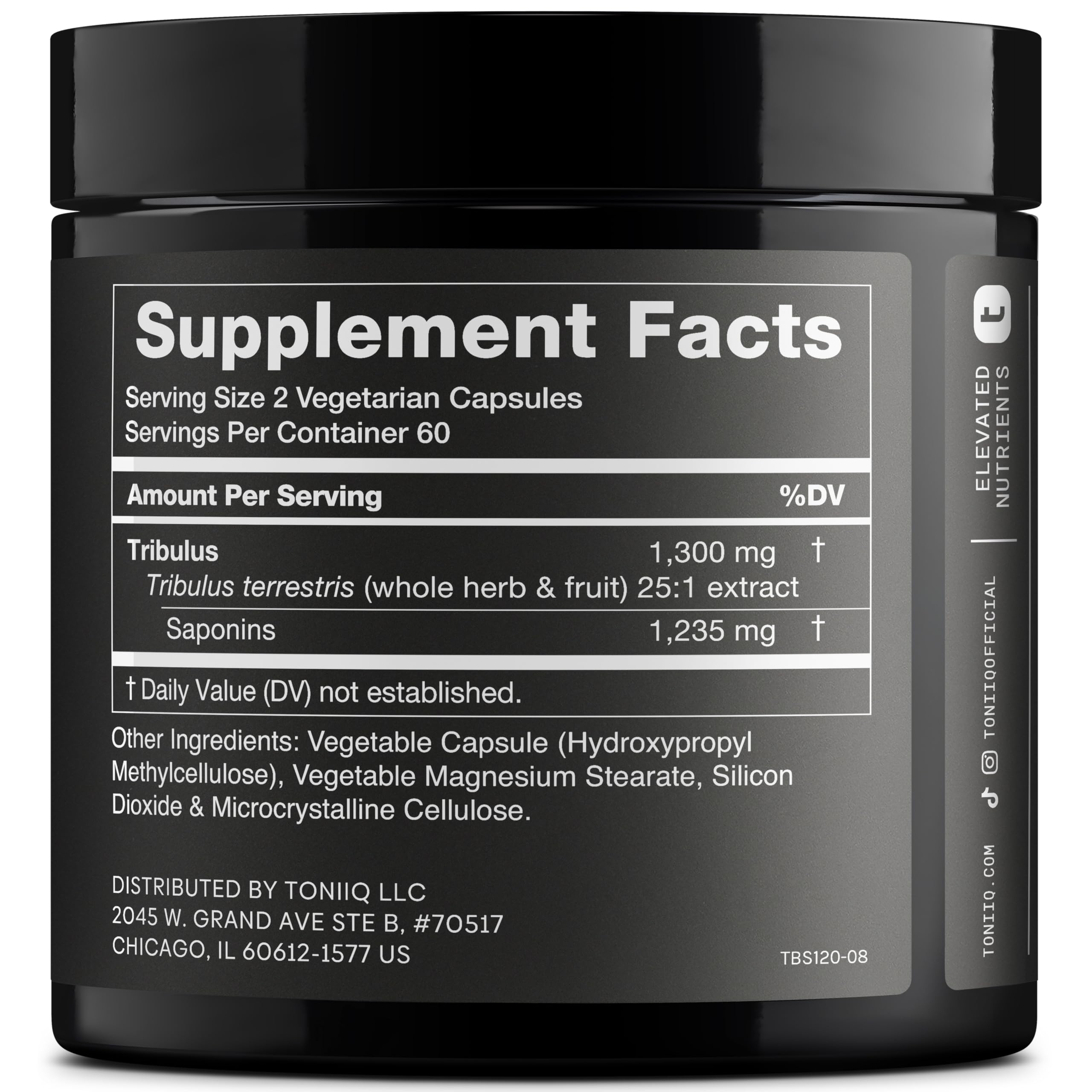 Tribulus Terrestris for Men – Ultra High Potency 25:1 Extract | 95% Saponins | 1300mg | 120 Capsules