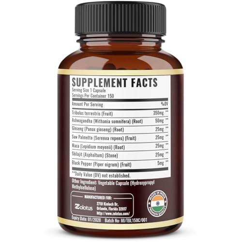 Tribulus Terrestris Supplement for Men & Women - 150 Capsules (5-Month Supply)