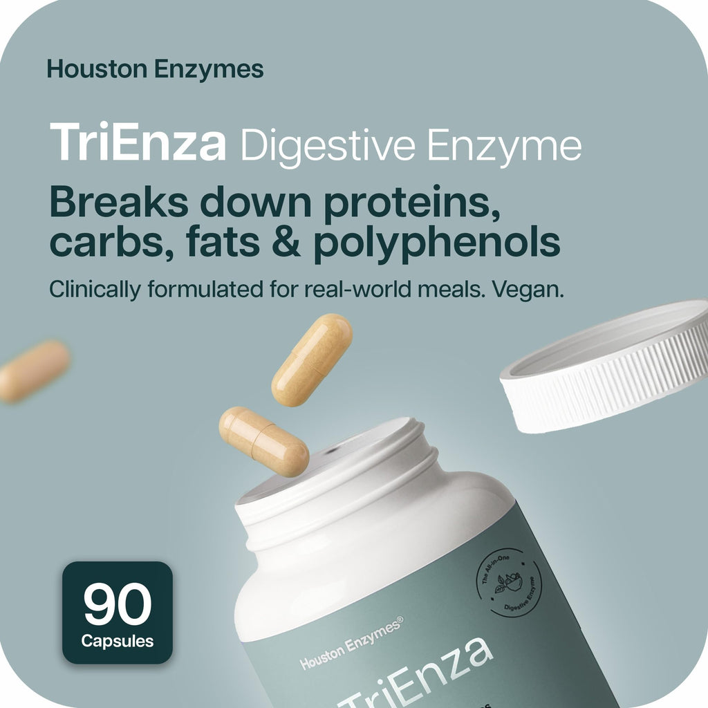 TriEnza Digestive Enzymes – Protein, Carbs, Fats & Polyphenol Digestion (90 Capsules)