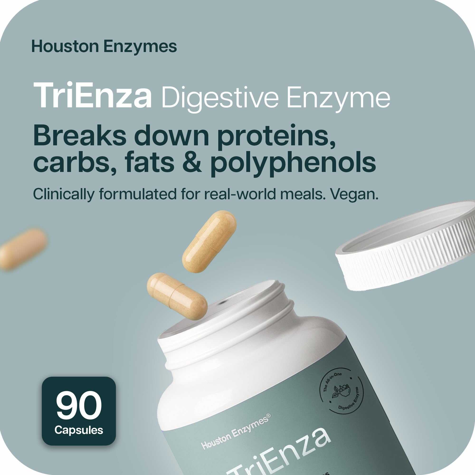 TriEnza Digestive Enzymes – Protein, Carbs, Fats & Polyphenol Digestion (90 Capsules)