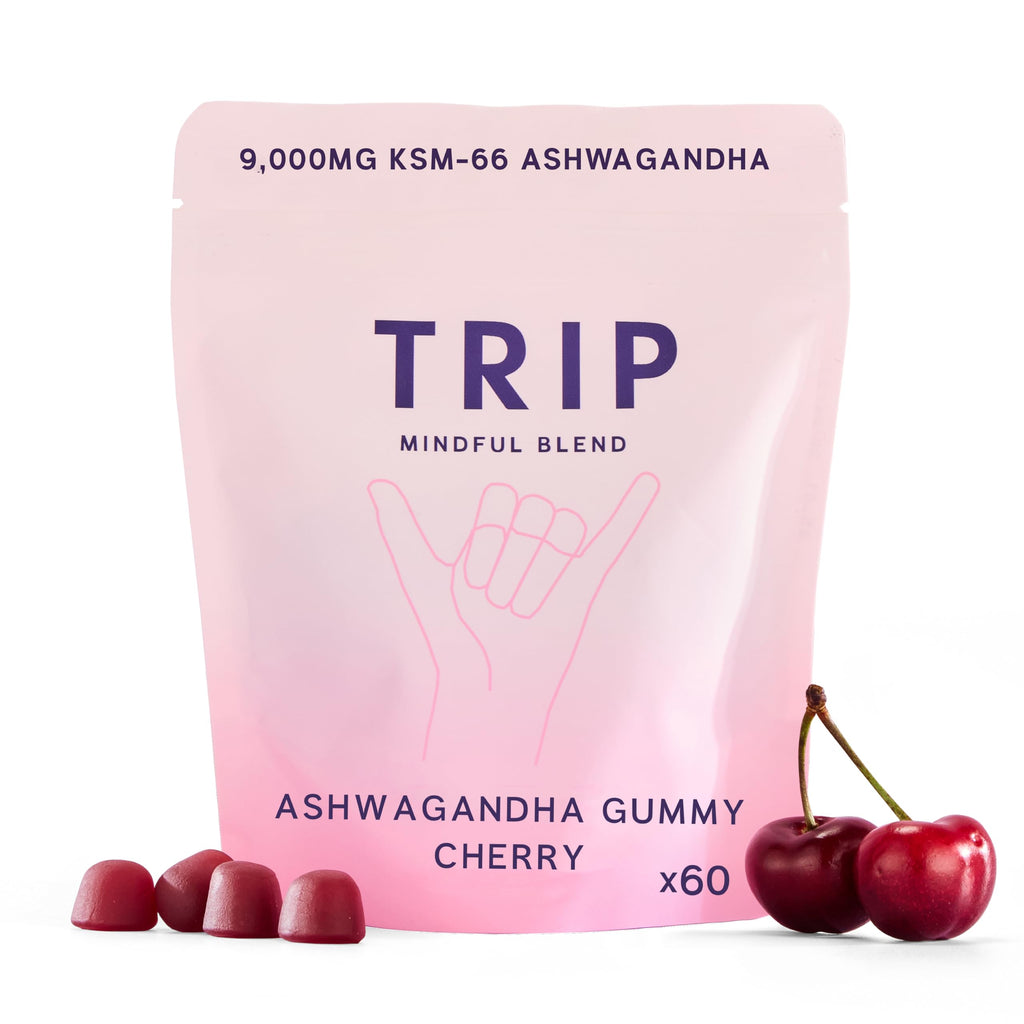 TRIP Ashwagandha Gummies with Vitamin D12 & B Vitamins - 3000mg KSM-66 per Serving, Vegan Cherry, 60 Count