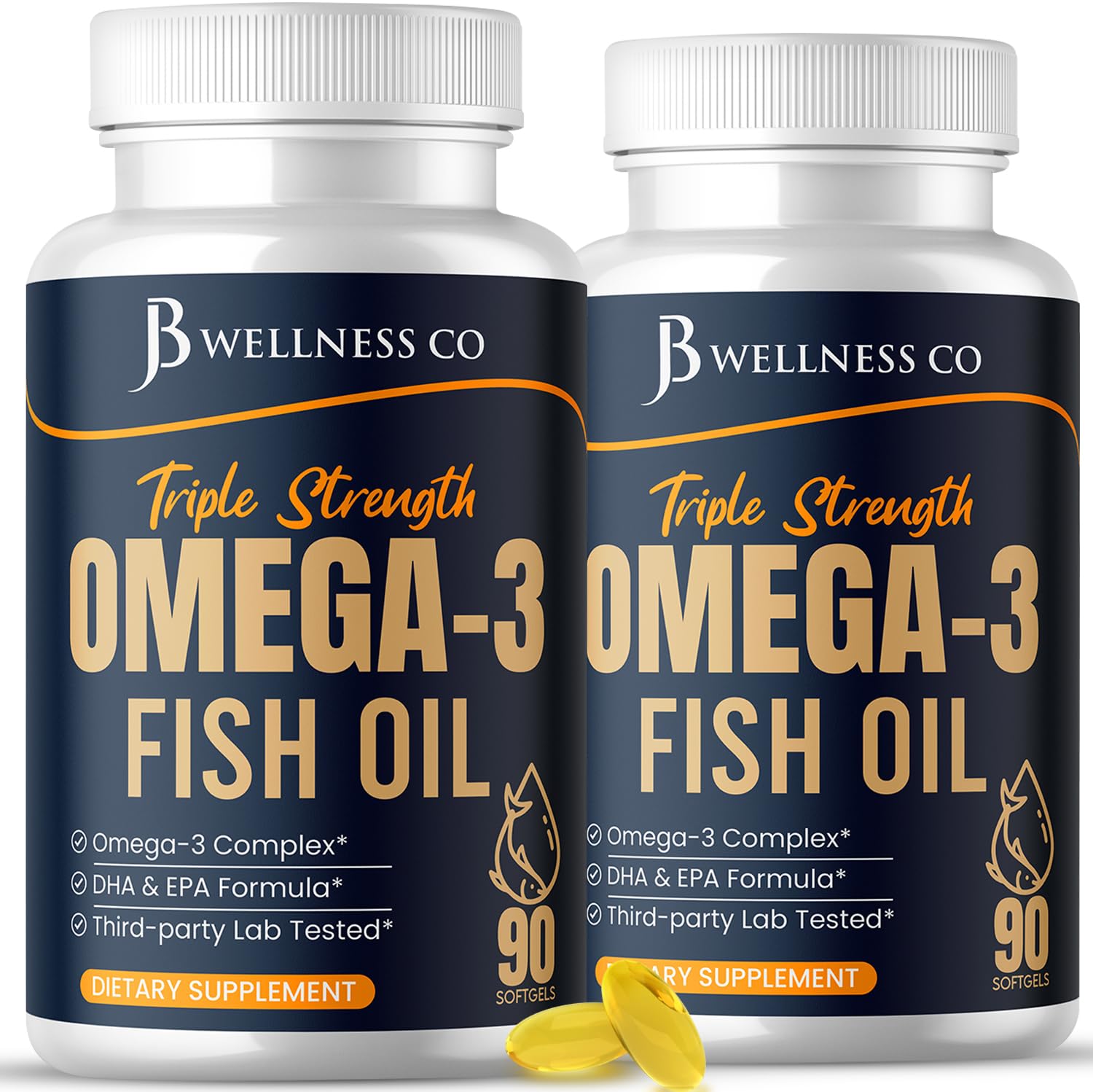 Triple Strength Omega-3 Fish Oil 3750 mg | EPA 1350 mg + DHA 900 mg | Burpless | 180 Count