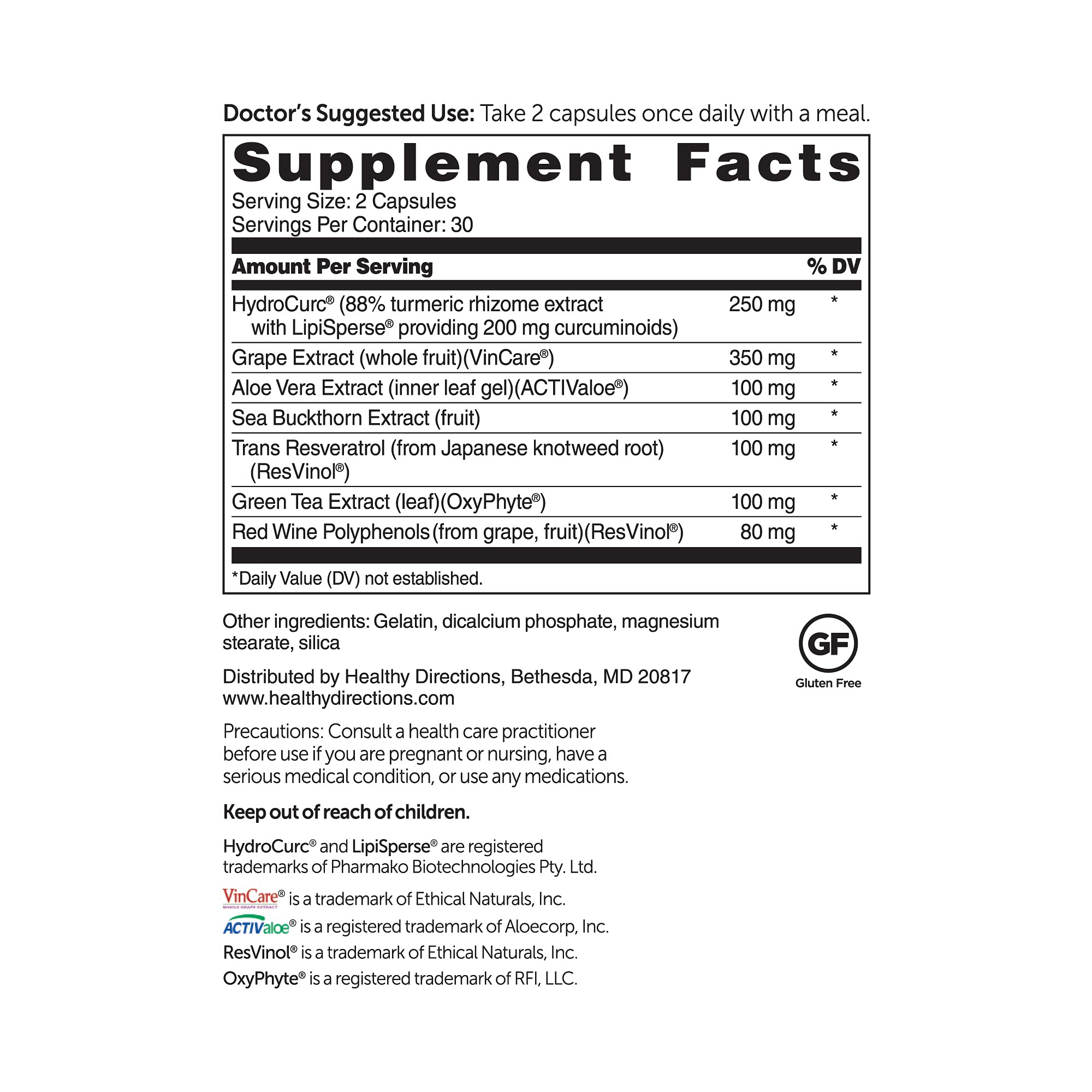 Triveratrol Gold – Healthy Aging Supplement with Resveratrol & Plant Extracts (60 Capsules)
