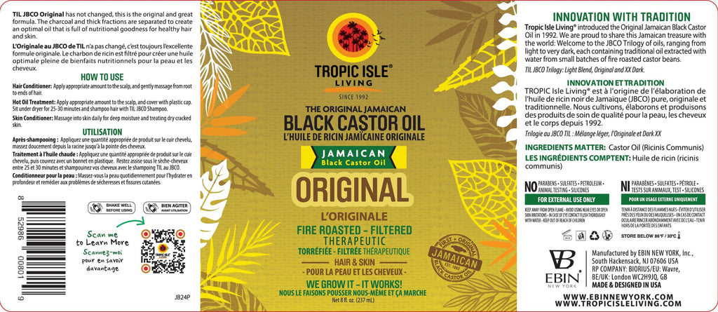 Tropic Isle Living Jamaican Black Castor Oil 8oz – Hair, Skin & Nails
