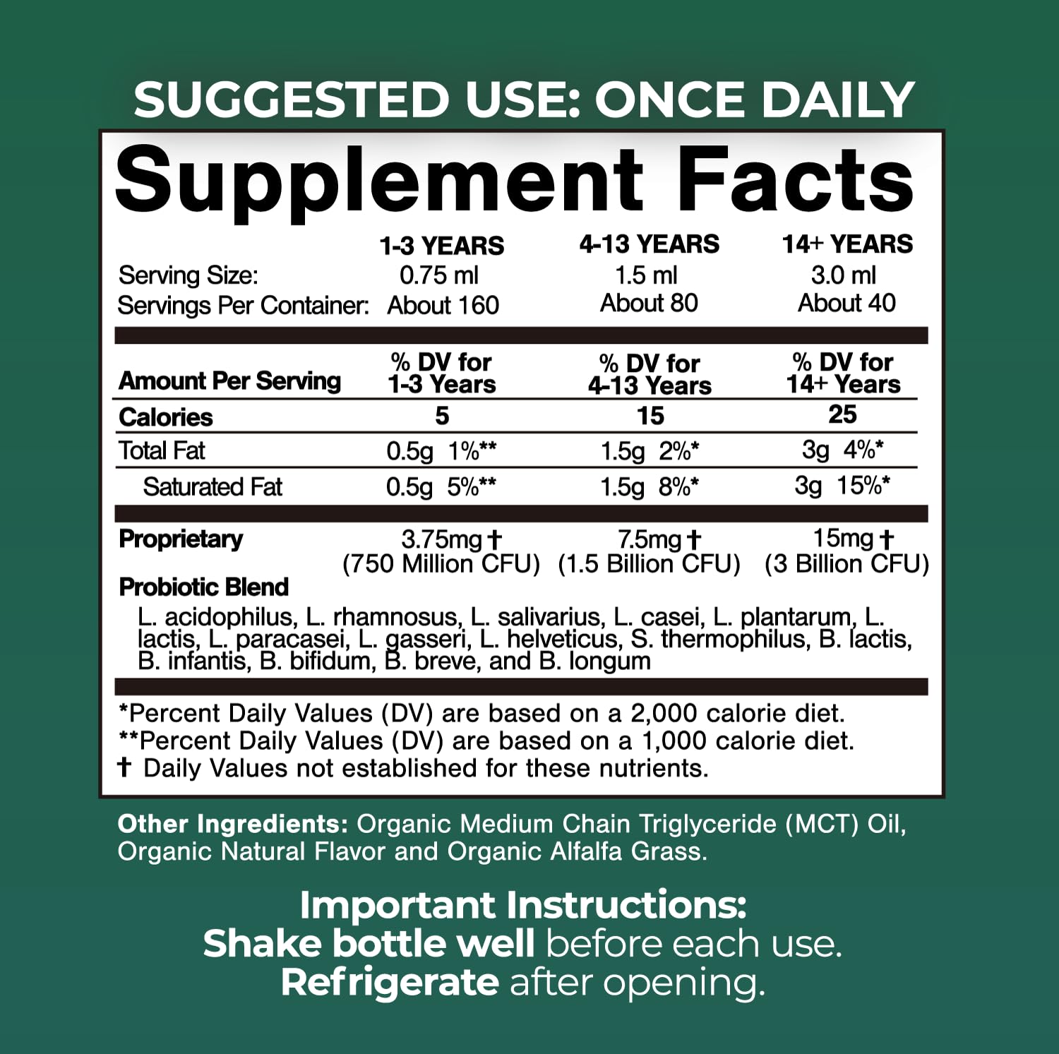 USDA Organic Liquid Probiotics for Men, Women & Kids – 15 Strains, 3B CFU, 98% Absorption, Vegan