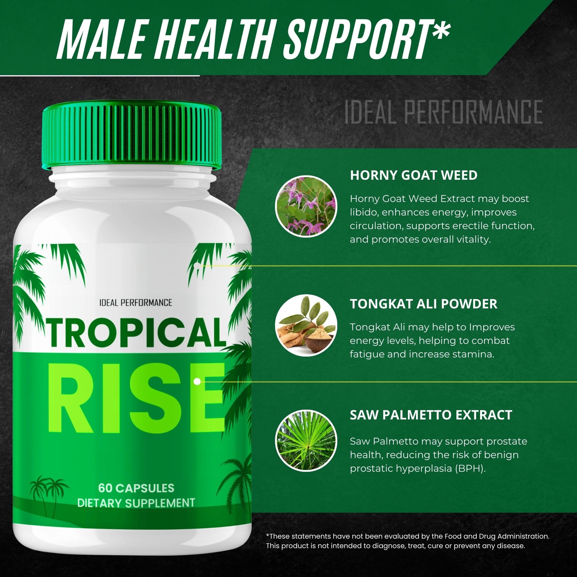 IDEAL PERFORMANCE Tropical Rise Capsules, Official TropicalRise Supplement Pills, Overall Health and Wellness Reviews (3 Pack)