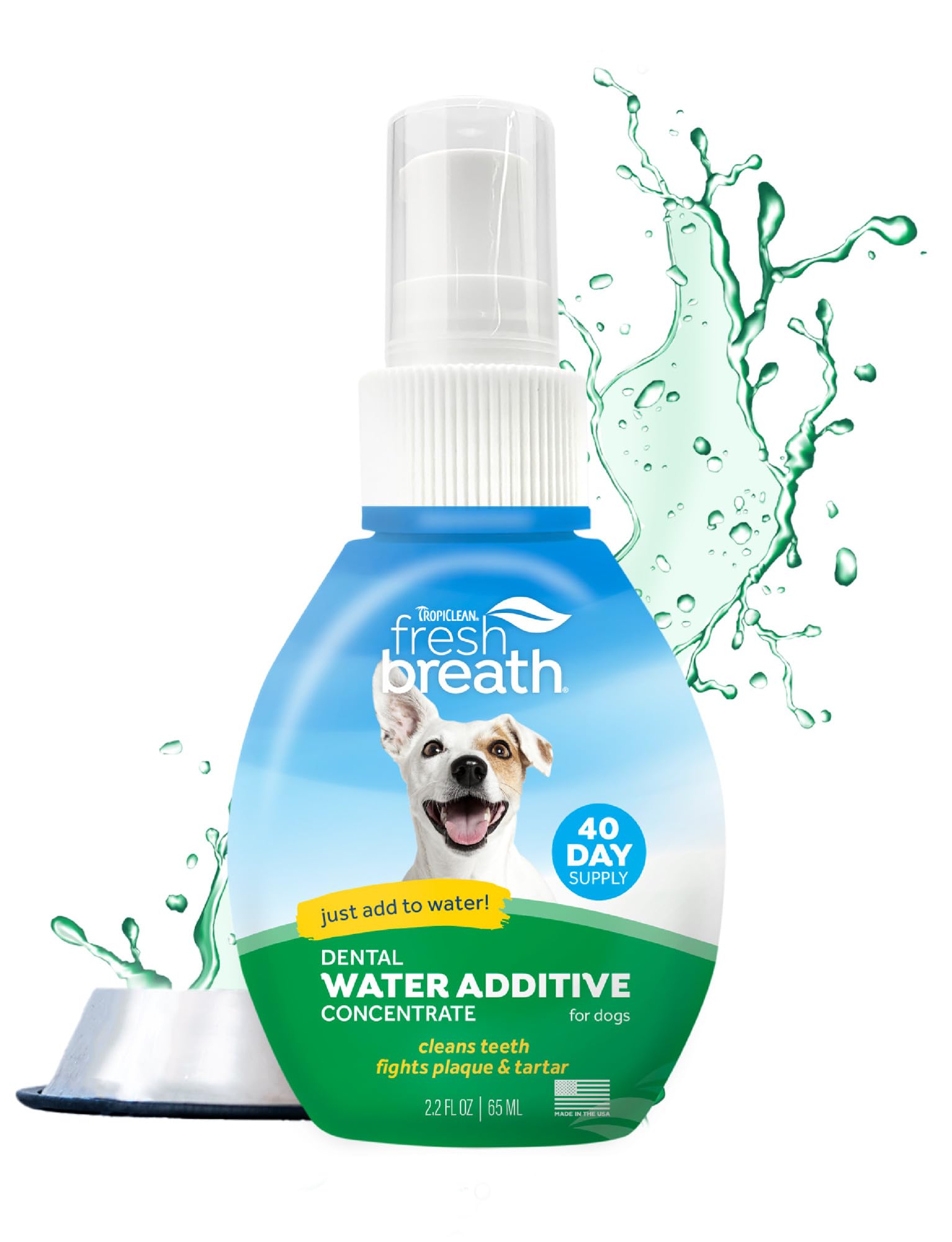 TropiClean Fresh Breath Water Additive for Dogs | Breath Freshener & Teeth Cleaning | 2.2oz