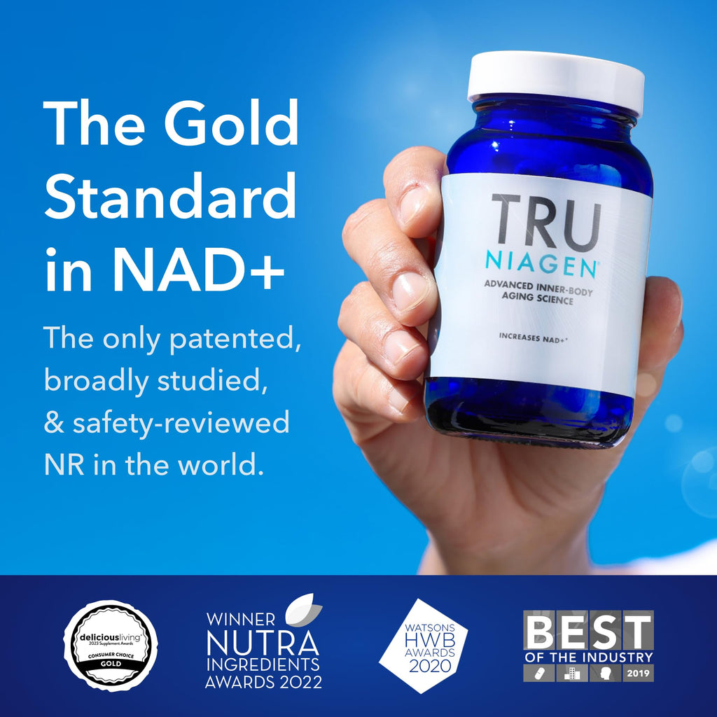 TRU NIAGEN NAD+ Booster – 300mg NR for Cellular Energy, Brain & Muscle Support | 30 Servings (3 Bottles)