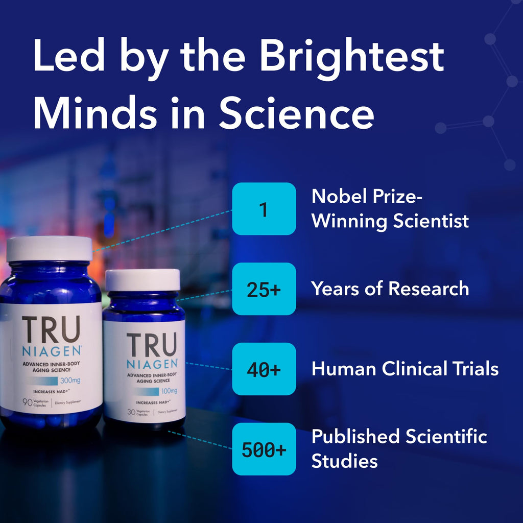 TRU NIAGEN NAD+ Booster – 300mg NR for Cellular Energy, Brain & Muscle Support | 30 Servings (3 Bottles)