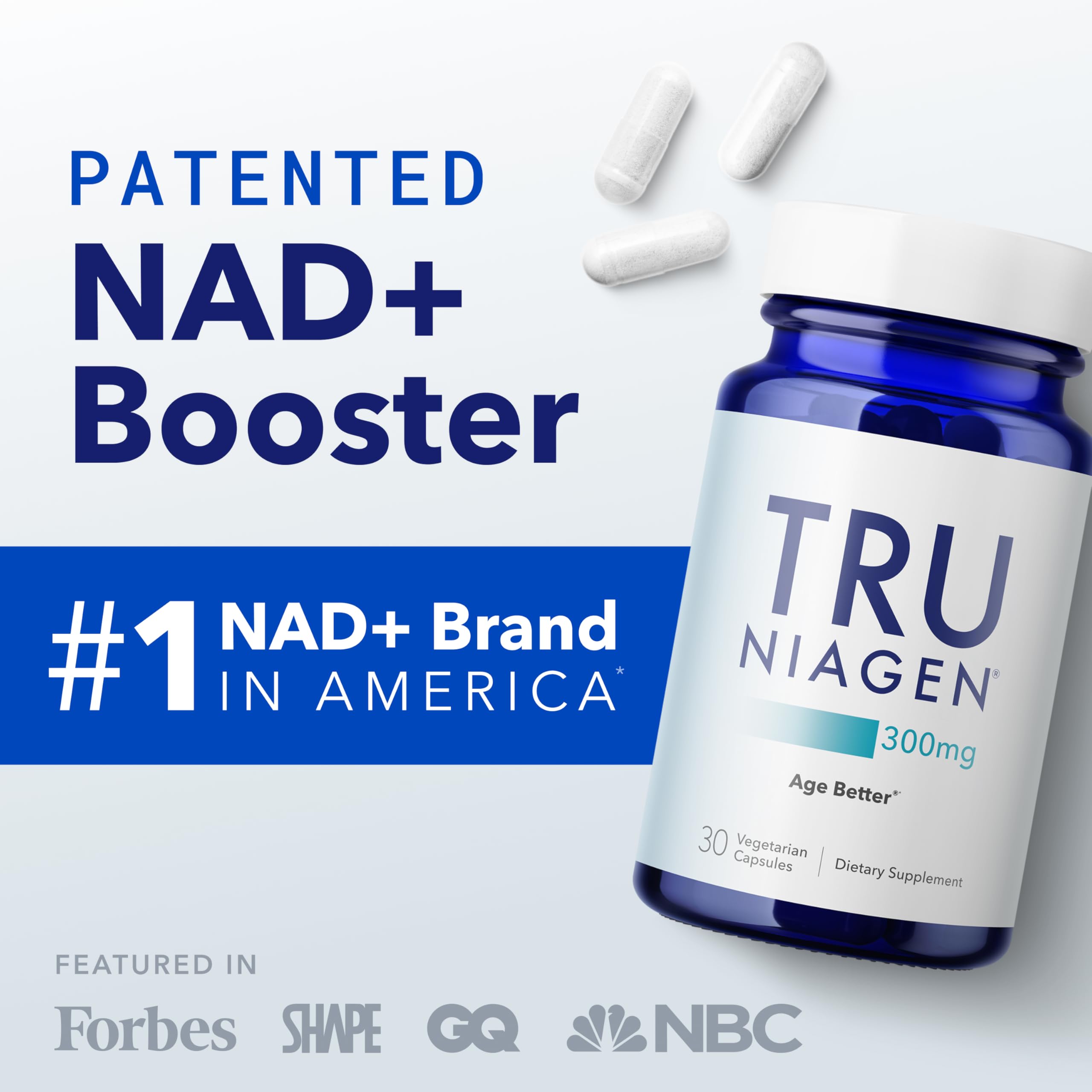 TRU NIAGEN Patented NAD Supplement – Anti-Aging & Cellular Energy (NR) 300mg, 30 Servings, 2 Bottles