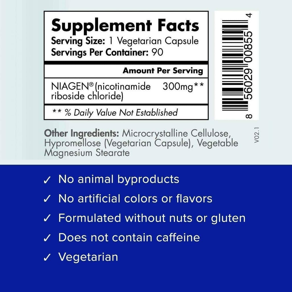 TRU NIAGEN NAD+ Booster – 300mg NR for Cellular Energy, Brain & Muscle Support | 30 Servings (3 Bottles)