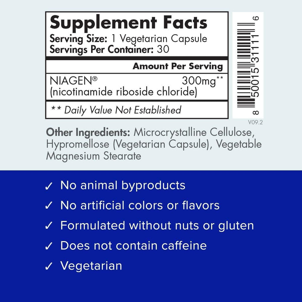 TRU NIAGEN NAD+ Supplement | Niagen NR for Cellular Energy, Brain & Muscle Health | 60 Servings | 2 Bottles