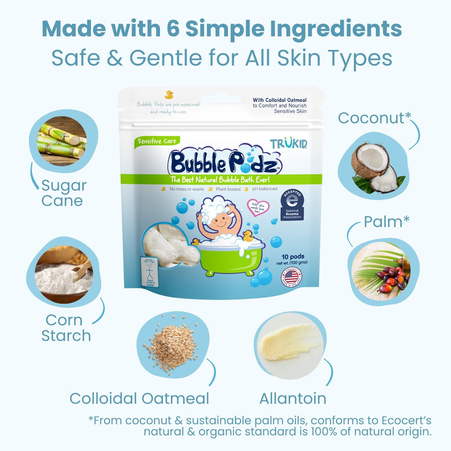 TruKid Bubble Podz Bubble Bath for Kids & Babies - NEA-Approved, Tear Free, Unscented (24 Pods)
