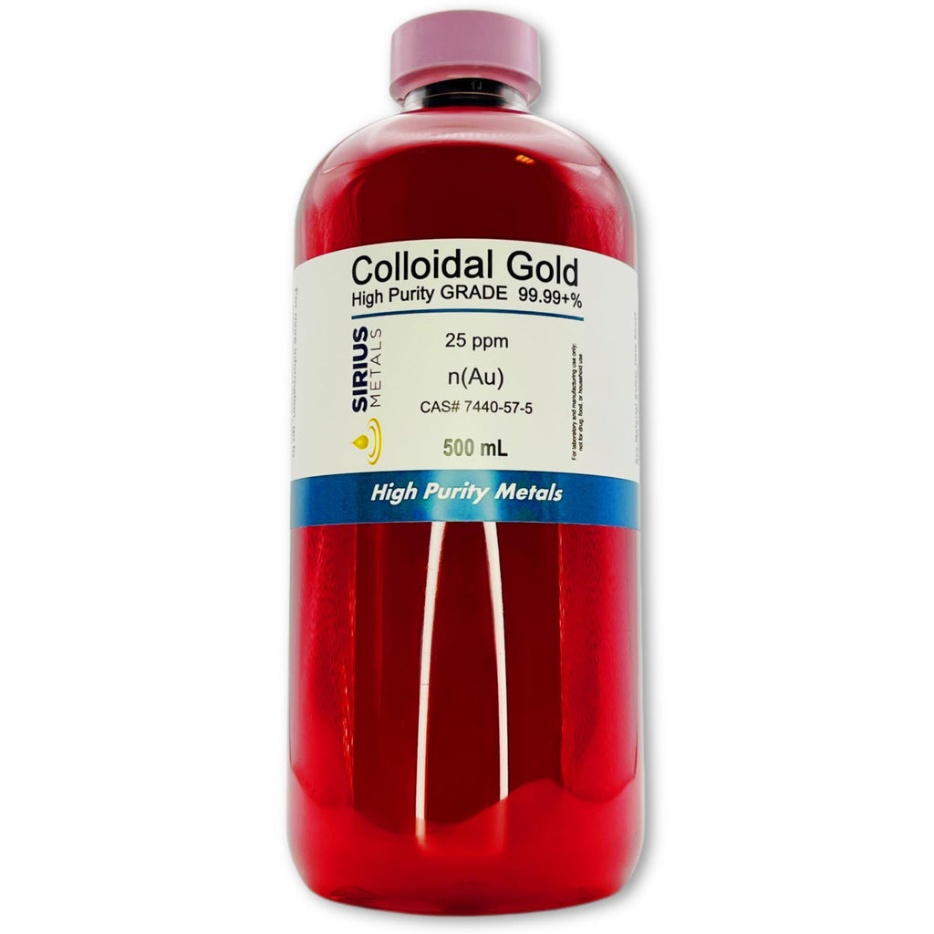 True Colloidal Gold 25 ppm – 500 mL, 99.99% Purity | USA Made