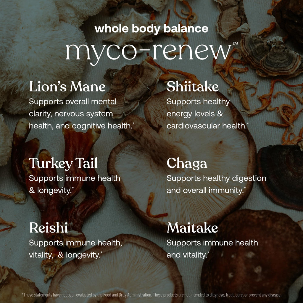 True Grace Mushroom Myco-Renew Blend Daily Immune Support - 120 Count Capsules - Organic