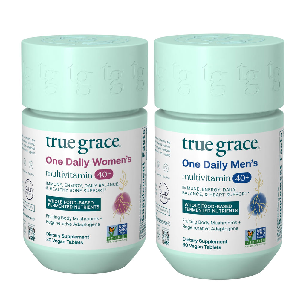 True Grace One Daily Men’s 40+ & Women’s 40+ Multivitamin Bundle – 30 Vegan Tablets Each, Non-GMO